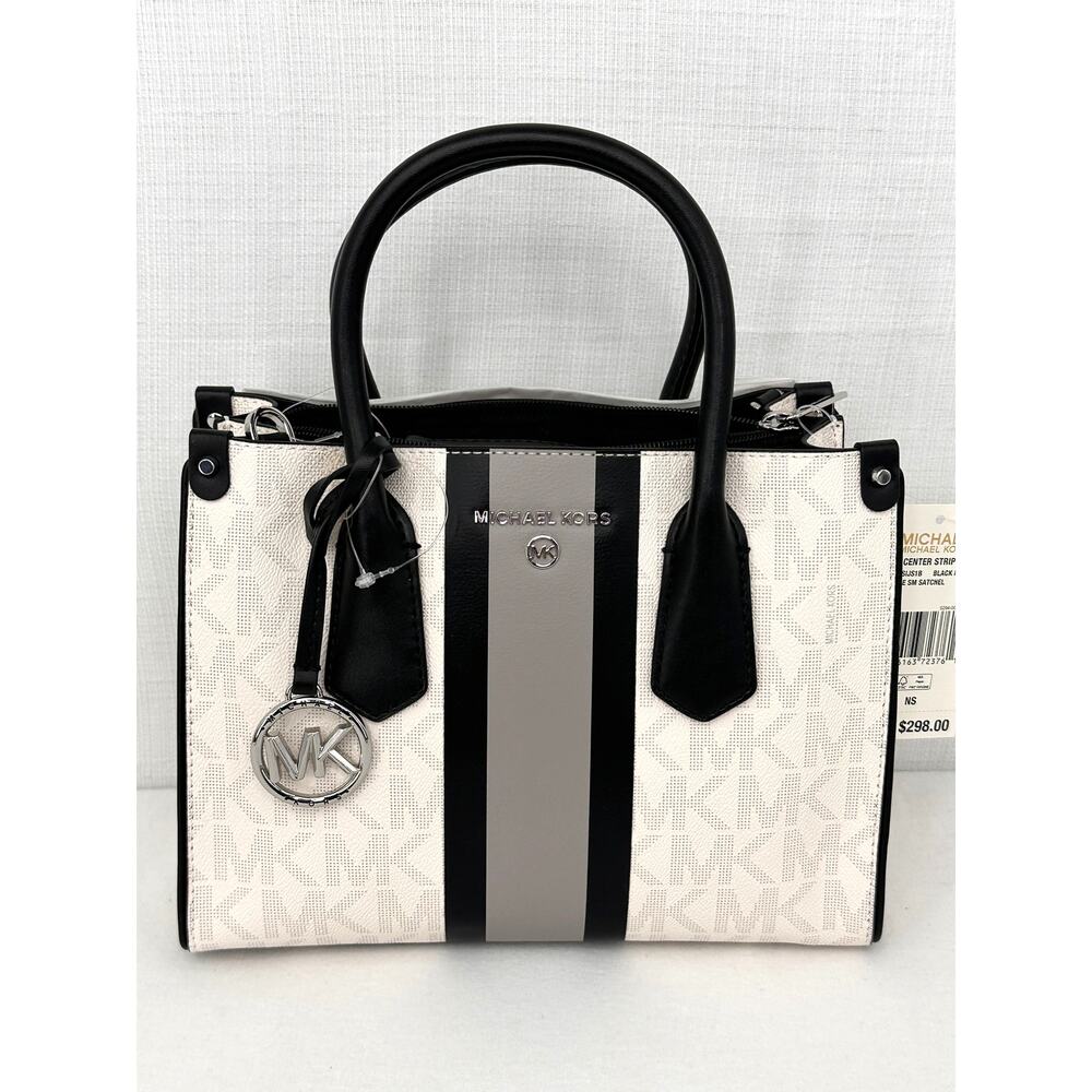 Michael Kors Center Stripe Maple Small Satchel Black Multi NWT $298